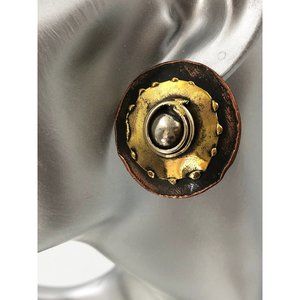 Artisan made, mixed metal pierced earrings